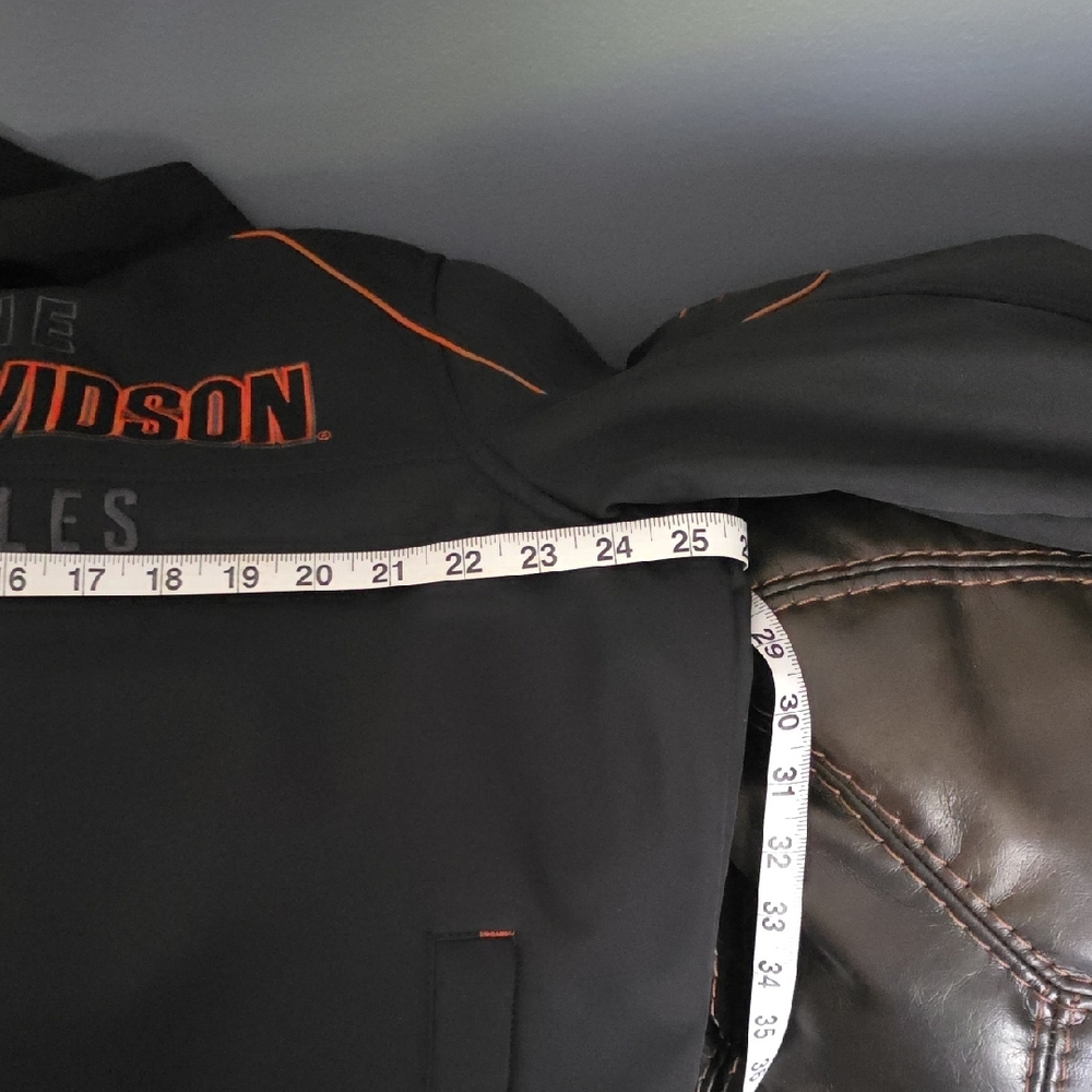 Mens Harley-Davidson Black Jacket with Orange Piping - Picture 6 of 7